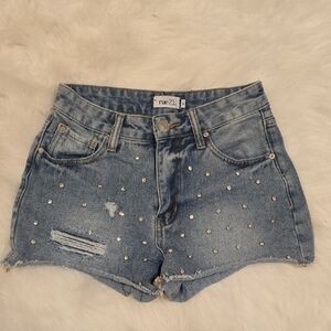 Rue21 Light Blue Distressed Jean Shorts with Studs